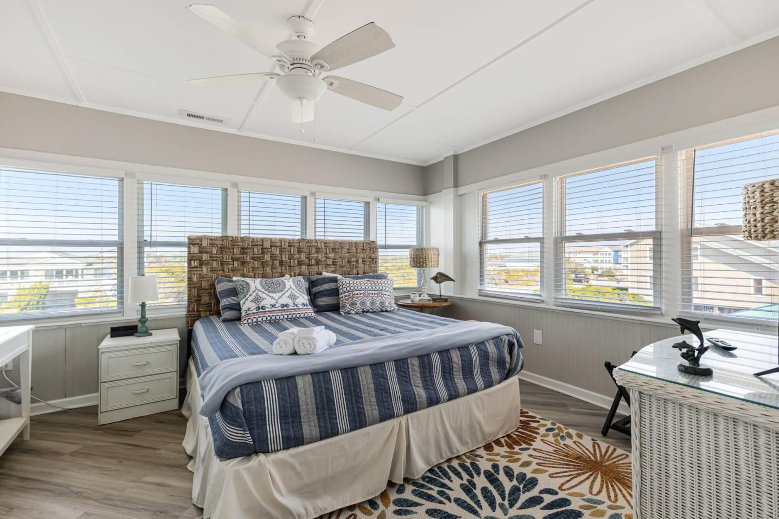 Top-floor king bedroom with ensuite bath