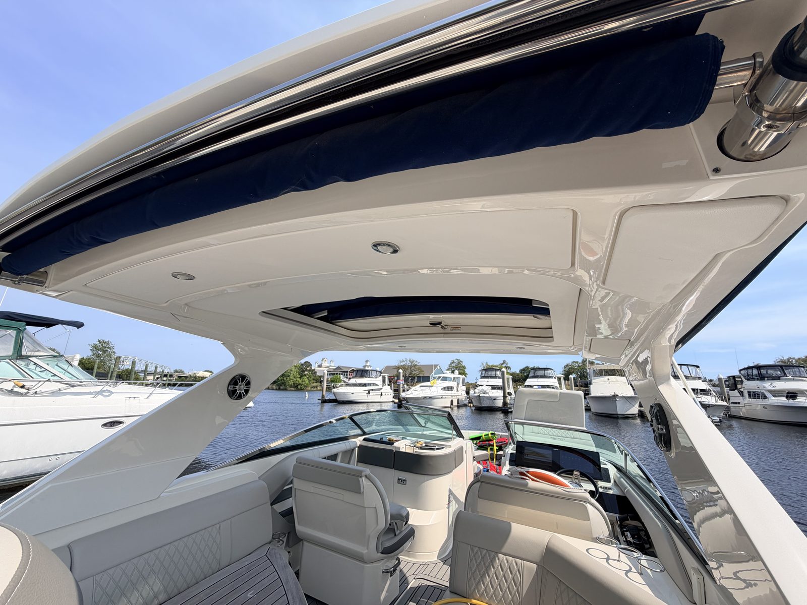 Shaded cockpit under the arch