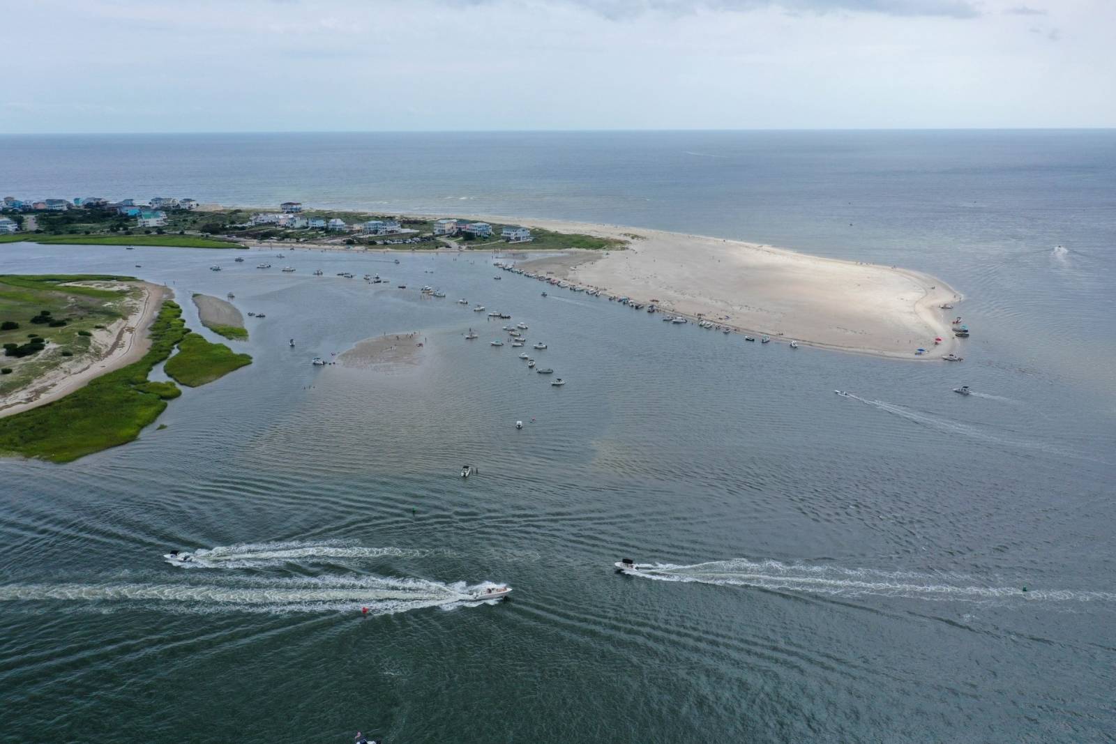 Boats anchored at the inlet sandbars